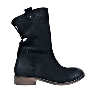 Rebels Trinity Black Suede Perforated Boots 7 Western Punk Rock Grunge Moto Sexy